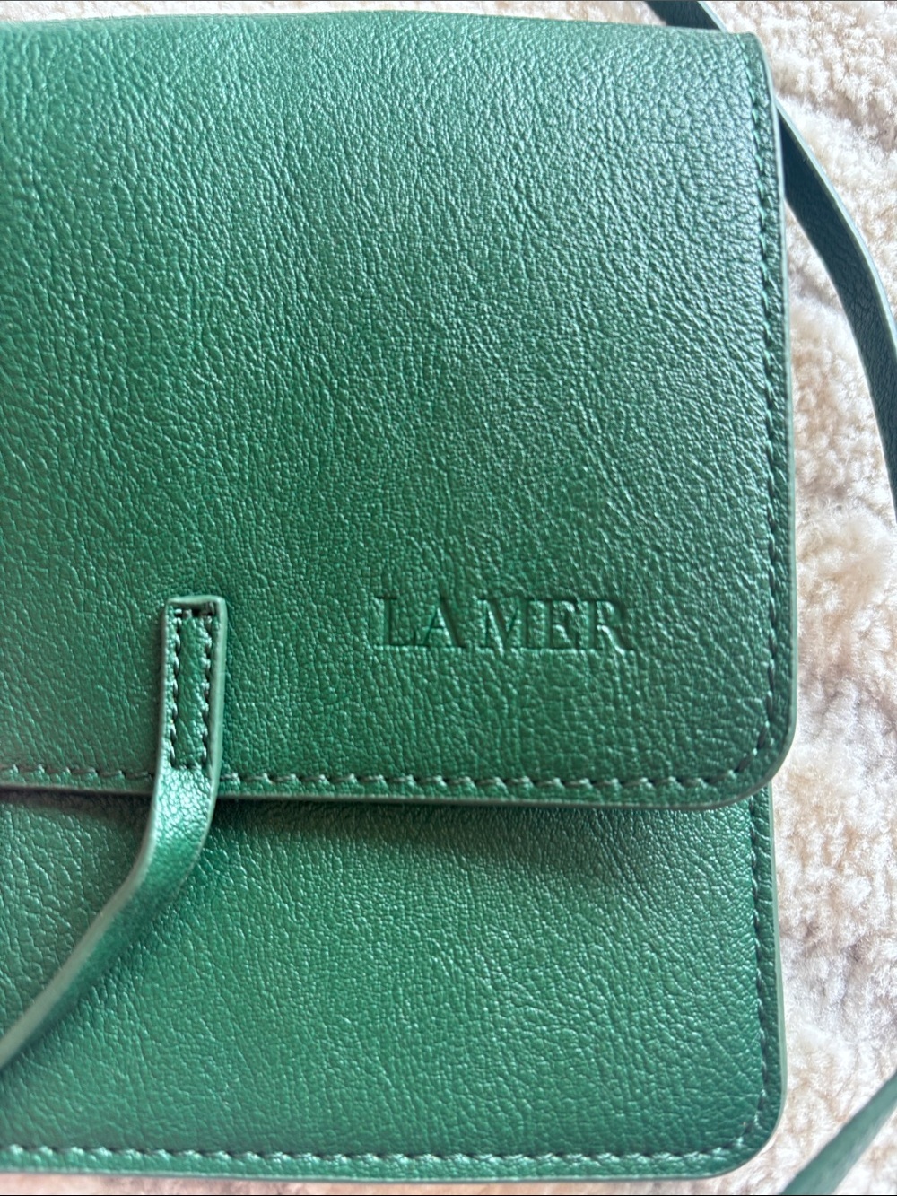 La Mer Emerald Green Leather Pouch - Picture 2 of 5